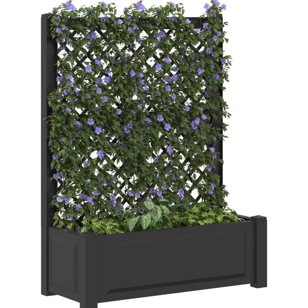 vidaXL Grote plantenbak met trellis PP Antraciet