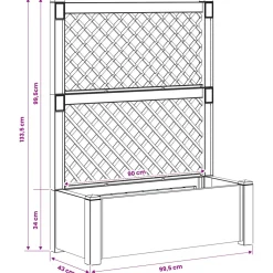 vidaXL Grote plantenbak met trellis PP Wit