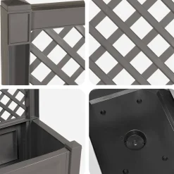 vidaXL Grote plantenbak met trellis PP Grijs