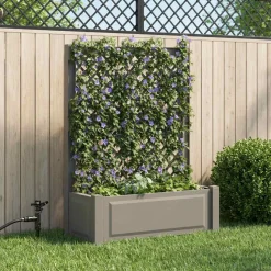 vidaXL Grote plantenbak met trellis PP Grijs