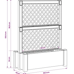 vidaXL Grote planter met trellis Wit 99,5 x 43 x 133,5 PP