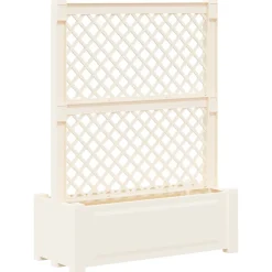 vidaXL Grote planter met trellis Wit 99,5 x 43 x 133,5 PP
