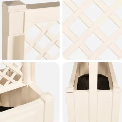 vidaXL Grote planter met trellis Wit 99,5 x 43 x 133,5 PP