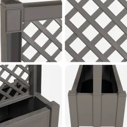 vidaXL Grote planter met trellis Grijs 99,5 x 43 x 133,5 PP
