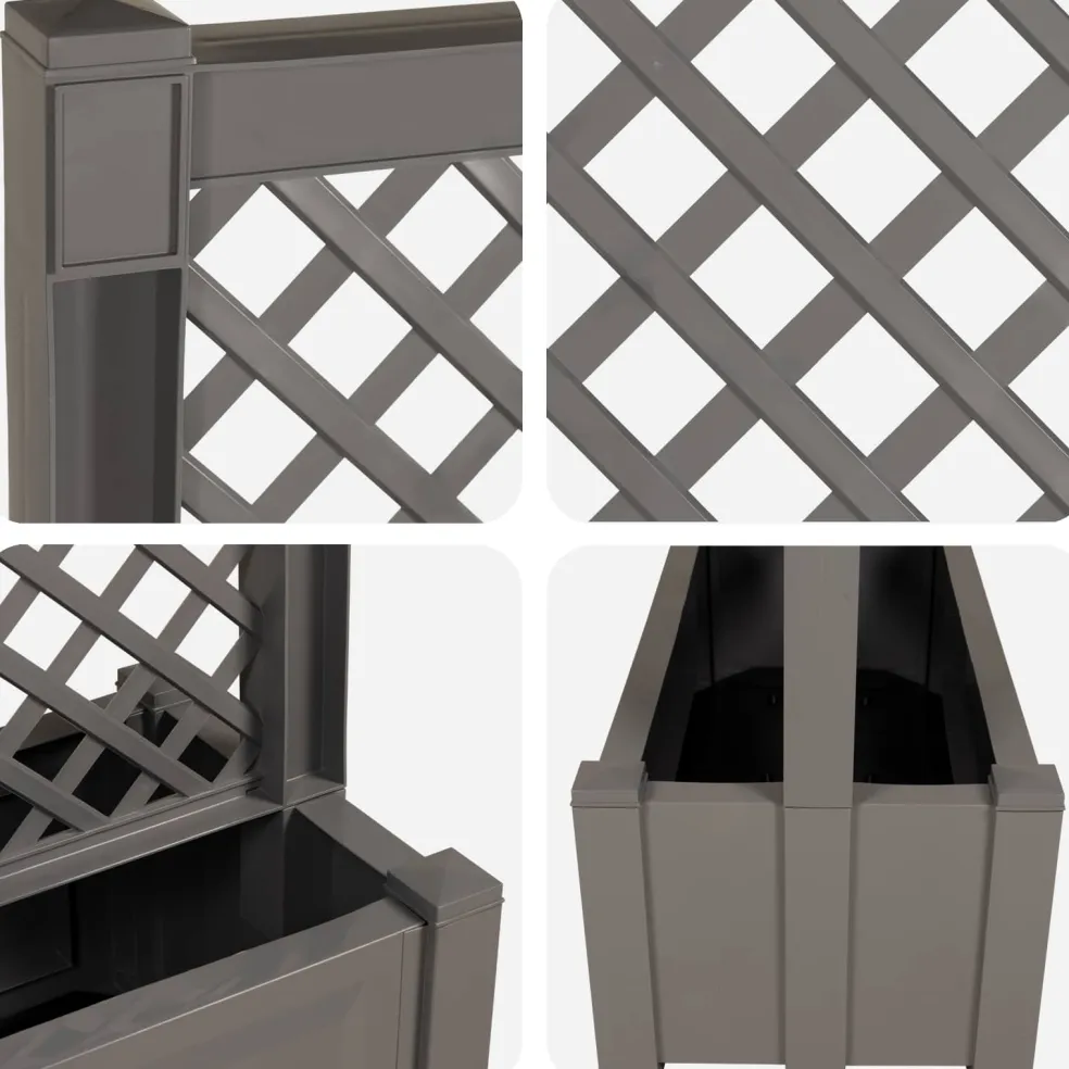 vidaXL Grote planter met trellis Grijs 99,5 x 43 x 133,5 PP