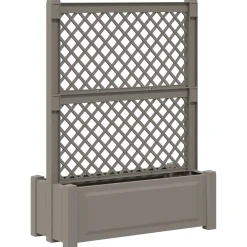 vidaXL Grote planter met trellis Grijs 99,5 x 43 x 133,5 PP