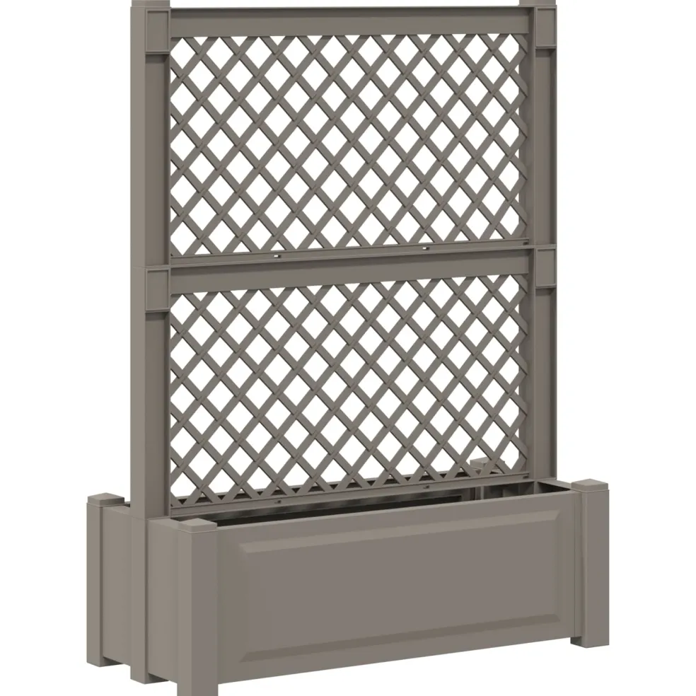 vidaXL Grote planter met trellis Grijs 99,5 x 43 x 133,5 PP