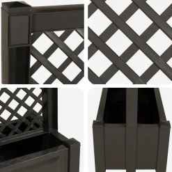 vidaXL Grote planter met trellis Antracietkleurig 99,5 x 43 x 133,5 PP