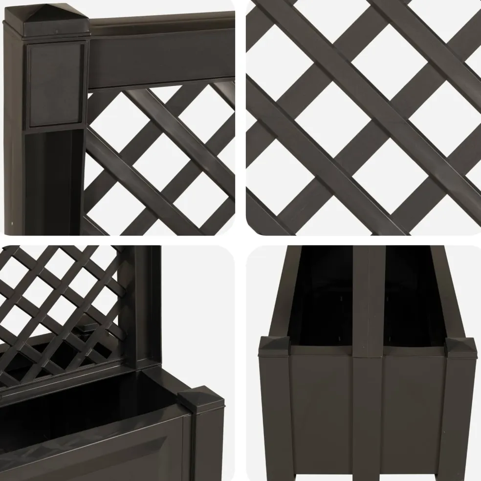 vidaXL Grote planter met trellis Antracietkleurig 99,5 x 43 x 133,5 PP