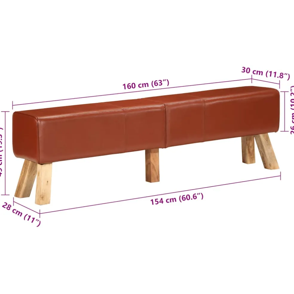 vidaXL Gymbok 160 cm echt leer bruin