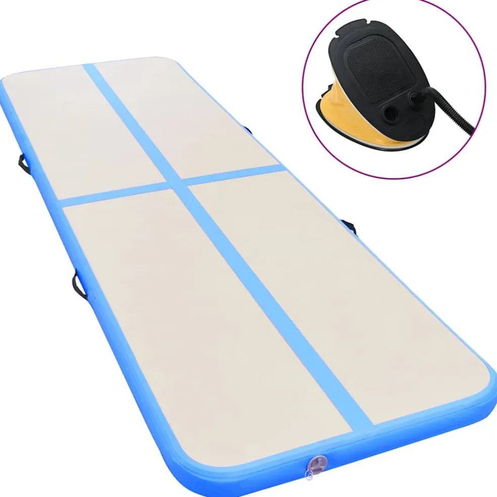 vidaXL Gymnastiekmat met pomp opblaasbaar 300x100x10 cm PVC blauw