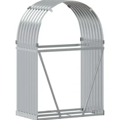 vidaXL Haardhoutopslag 80x45x120 cm gegalvaniseerd staal zilverkleurig
