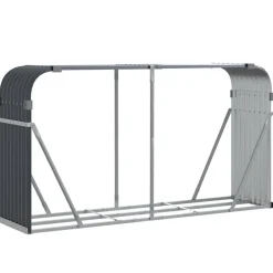 vidaXL Haardhoutopslag 180x45x100 cm gegalvaniseerd staal antraciet