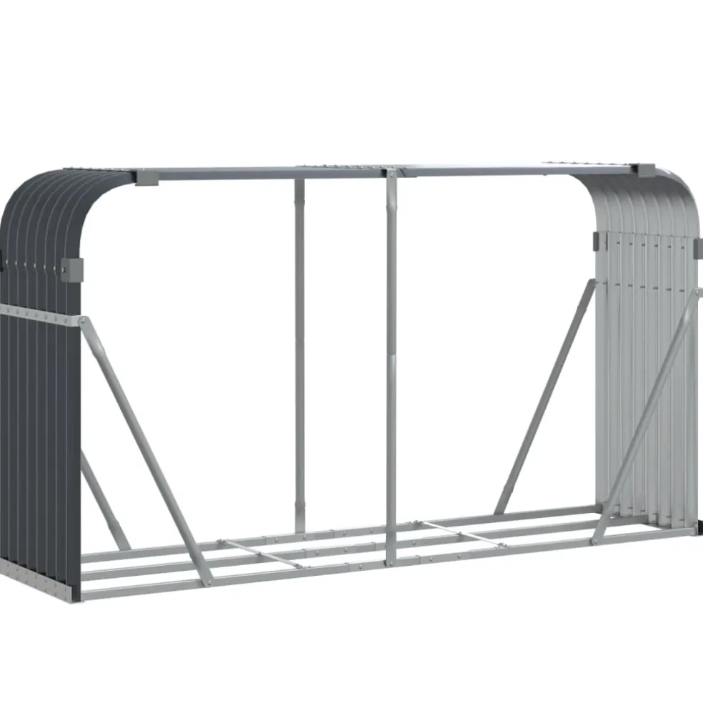 vidaXL Haardhoutopslag 180x45x100 cm gegalvaniseerd staal antraciet