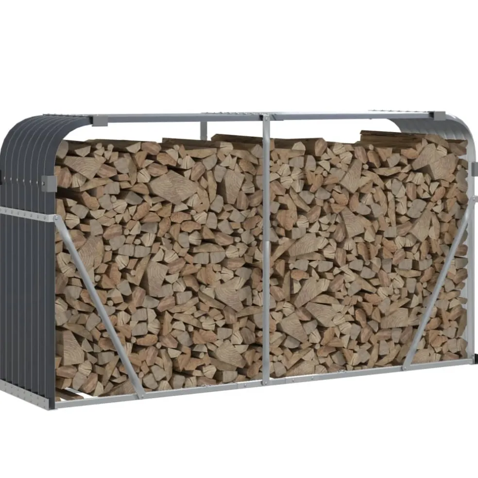 vidaXL Haardhoutopslag 180x45x100 cm gegalvaniseerd staal antraciet
