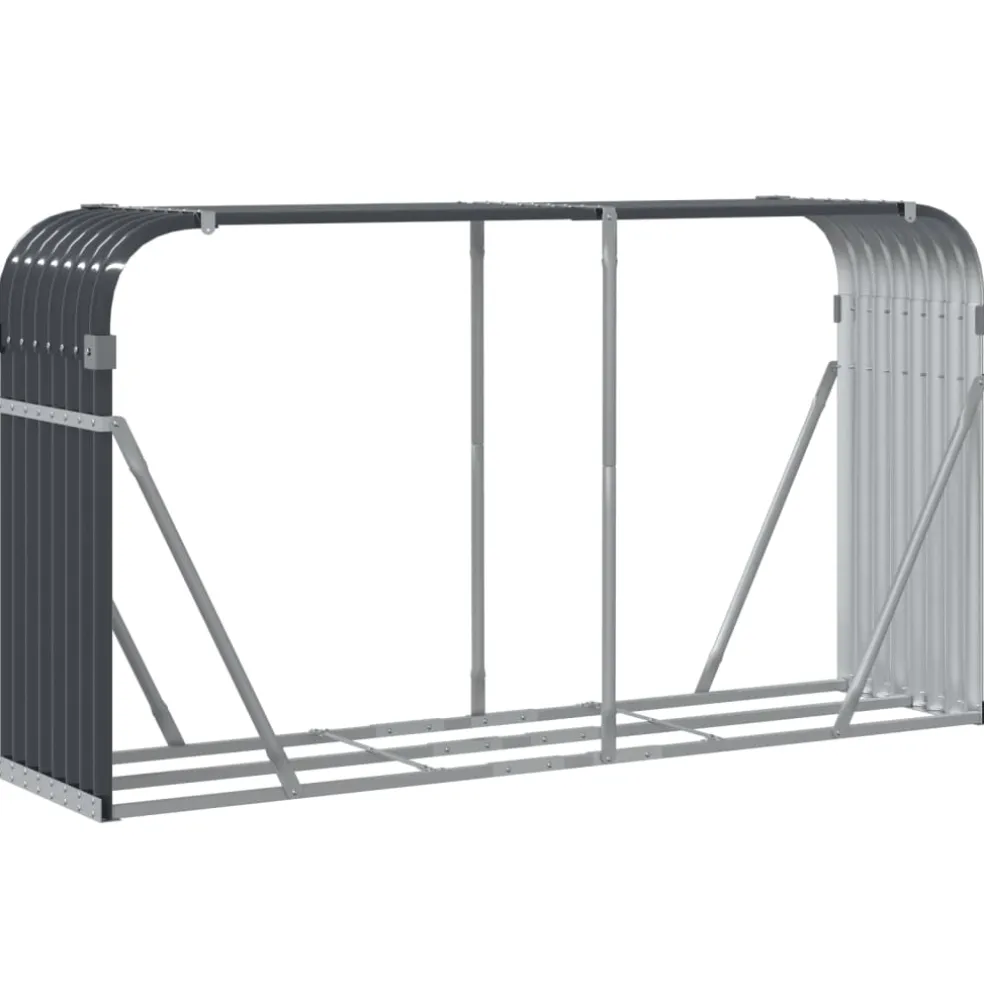 vidaXL Haardhoutopslag 180x45x100 cm gegalvaniseerd staal antraciet