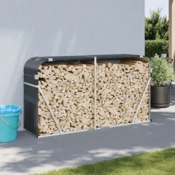 vidaXL Haardhoutopslag 180x45x100 cm gegalvaniseerd staal antraciet