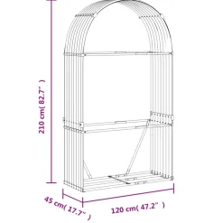 vidaXL Haardhoutopslag 120x45x210 cm gegalvaniseerd staal houtlook