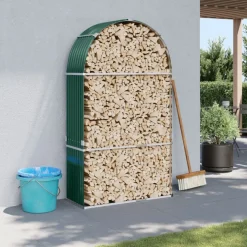 vidaXL Haardhoutopslag 120x45x210 cm gegalvaniseerd staal houtlook