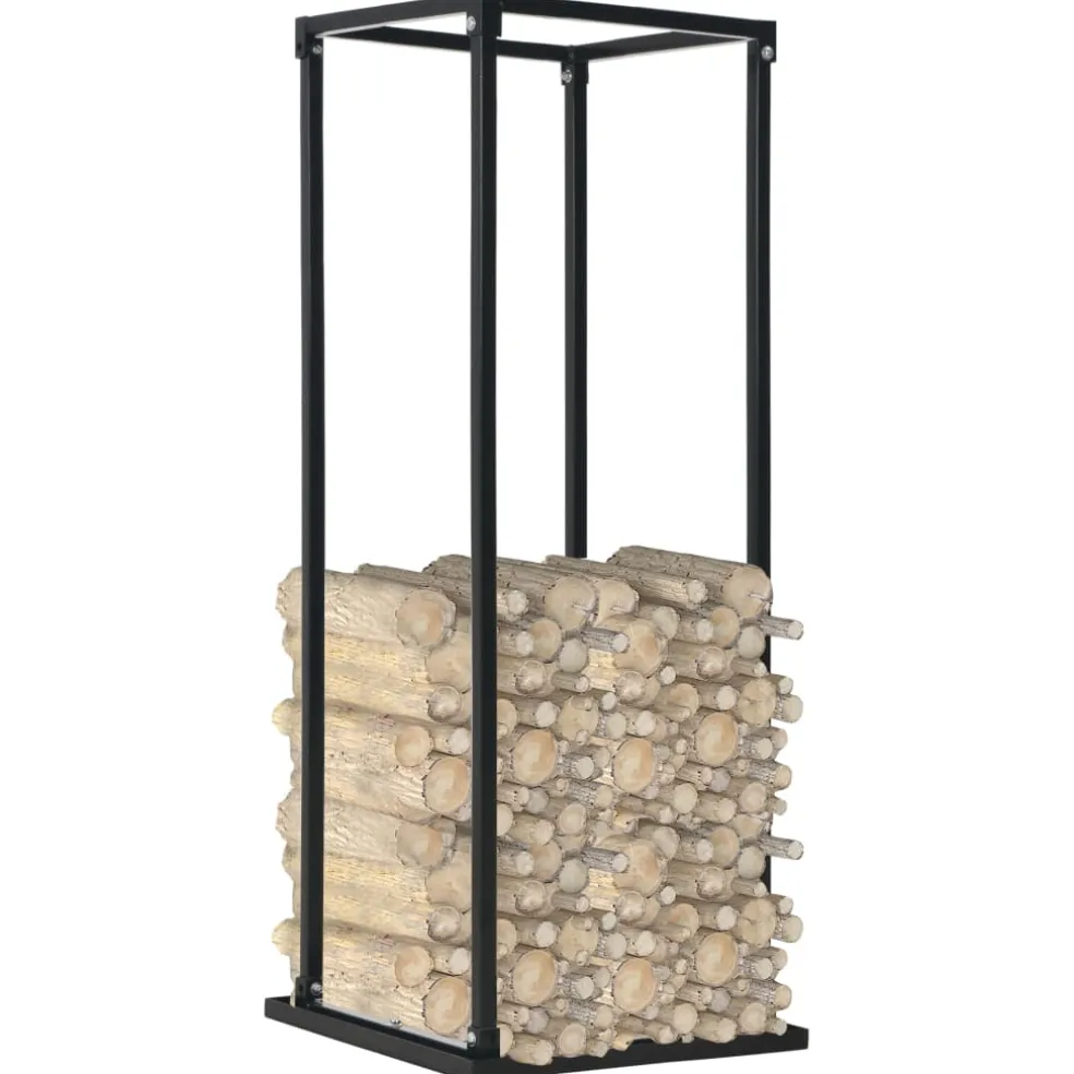 vidaXL Haardhoutrek met basis 37x37x113 cm staal zwart