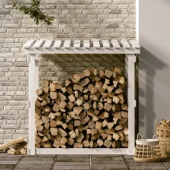 vidaXL Haardhoutrek 108x64,5x109 cm massief grenenhout wit