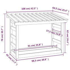 vidaXL Haardhoutrek 108x64,5x78 cm massief grenenhout wit