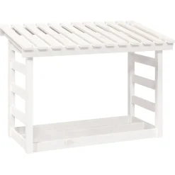 vidaXL Haardhoutrek 108x64,5x78 cm massief grenenhout wit