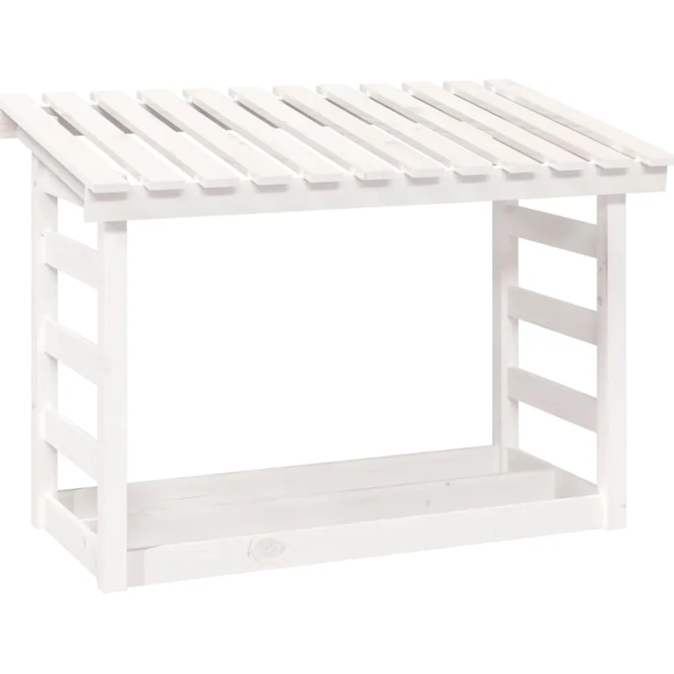 vidaXL Haardhoutrek 108x64,5x78 cm massief grenenhout wit