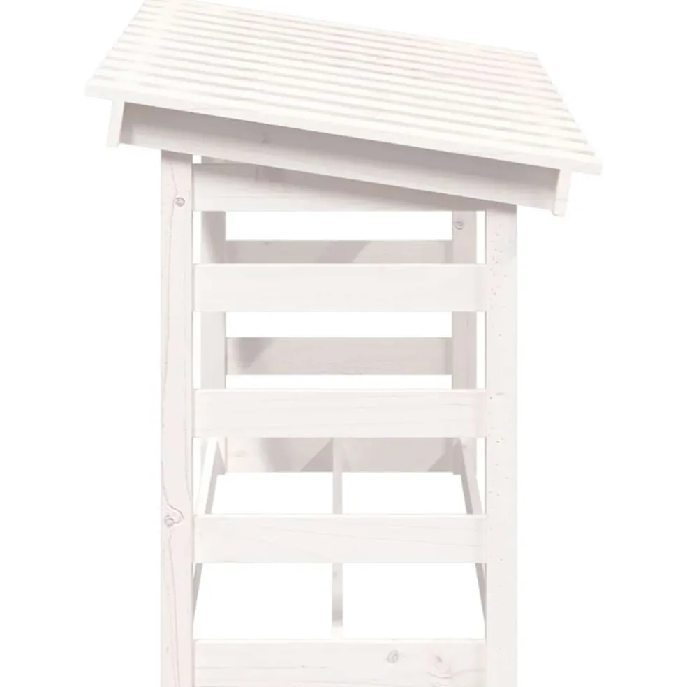 vidaXL Haardhoutrek 108x64,5x78 cm massief grenenhout wit