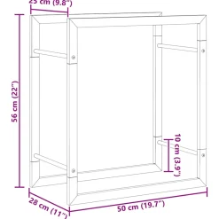 vidaXL Haardhoutrek 50x28x56 cm roestvrij staal