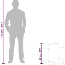 vidaXL Haardhoutrek 50x28x56 cm roestvrij staal