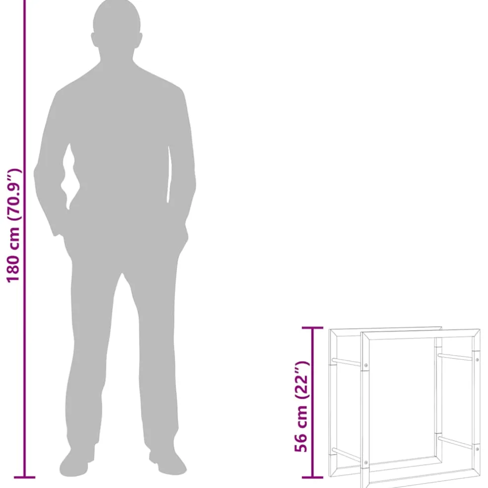 vidaXL Haardhoutrek 50x28x56 cm roestvrij staal