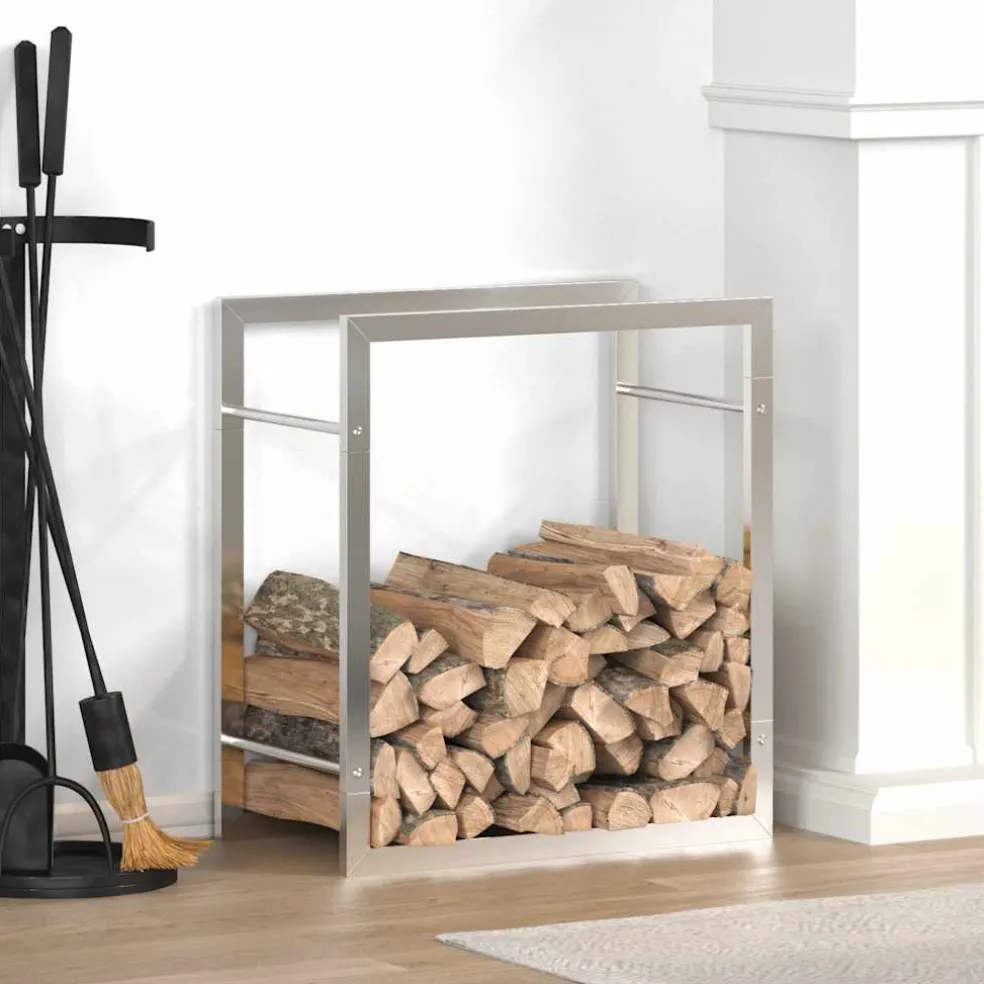 vidaXL Haardhoutrek 50x28x56 cm roestvrij staal