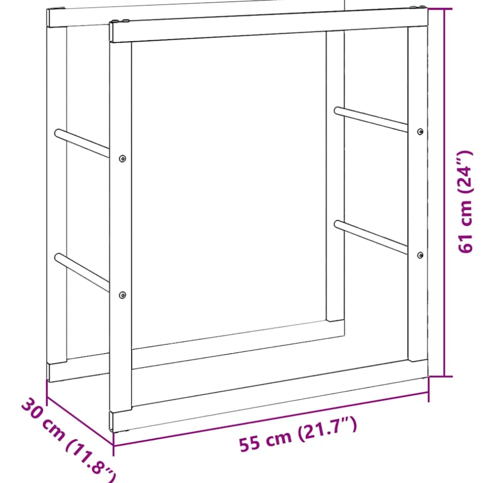 vidaXL Haardhoutrek 50x28x56 cm staal matzwart