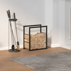 vidaXL Haardhoutrek 50x28x56 cm staal matzwart