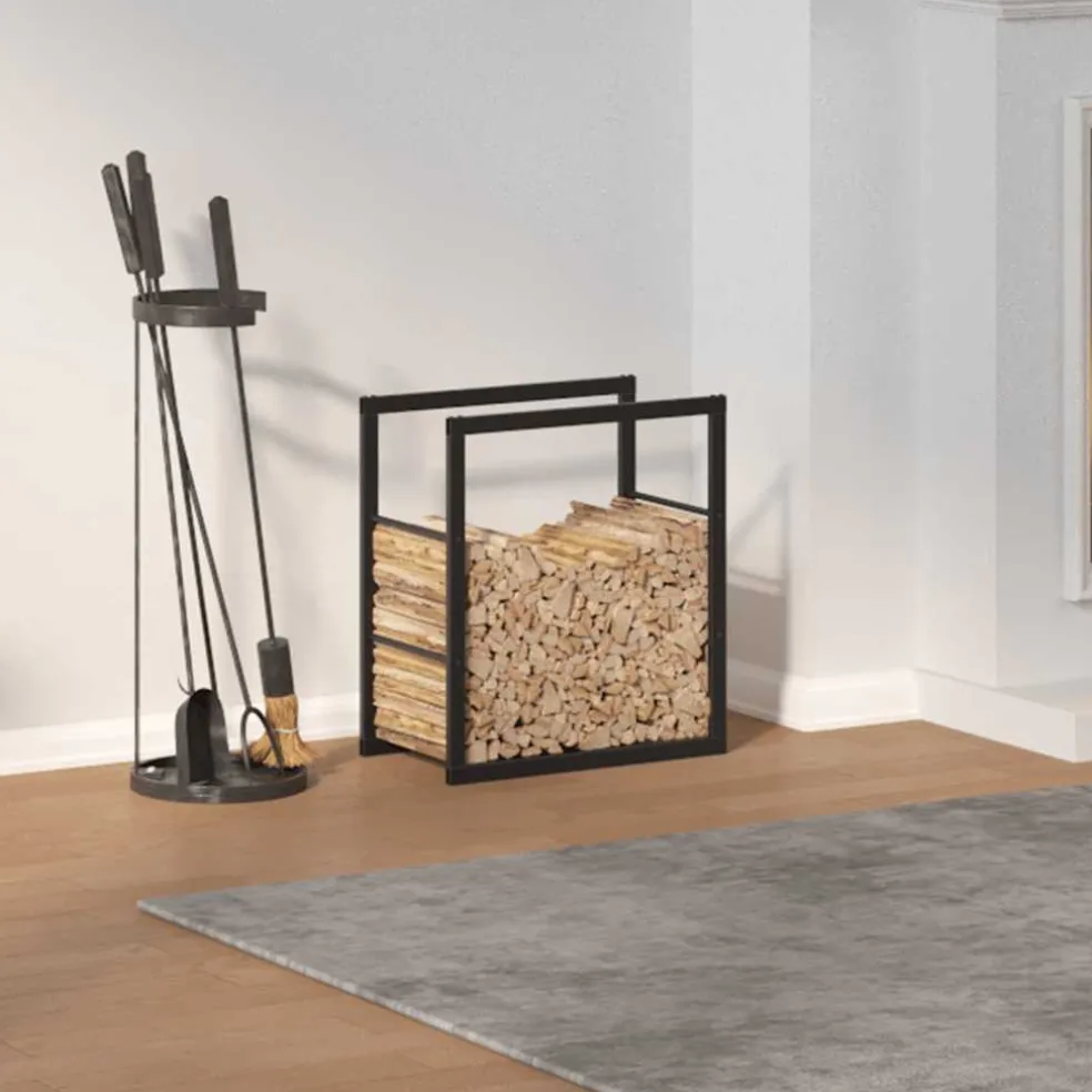 vidaXL Haardhoutrek 50x28x56 cm staal matzwart