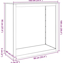 vidaXL Haardhoutrek 100x40x100 cm staal zwart