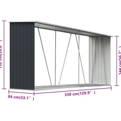 vidaXL Haardhoutschuur 172x91x154 cm gegalvaniseerd staal antraciet