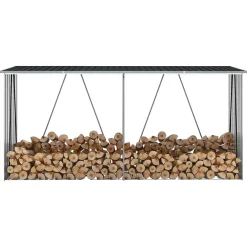 vidaXL Haardhoutschuur 330x84x152 cm gegalvaniseerd staal antraciet