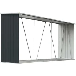 vidaXL Haardhoutschuur 330x84x152 cm gegalvaniseerd staal antraciet