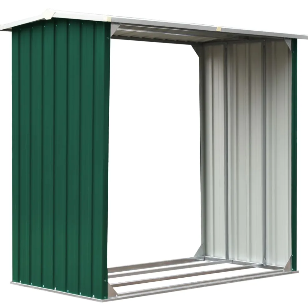 vidaXL Haardhoutschuur 163x83x154 cm gegalvaniseerd staal grijs