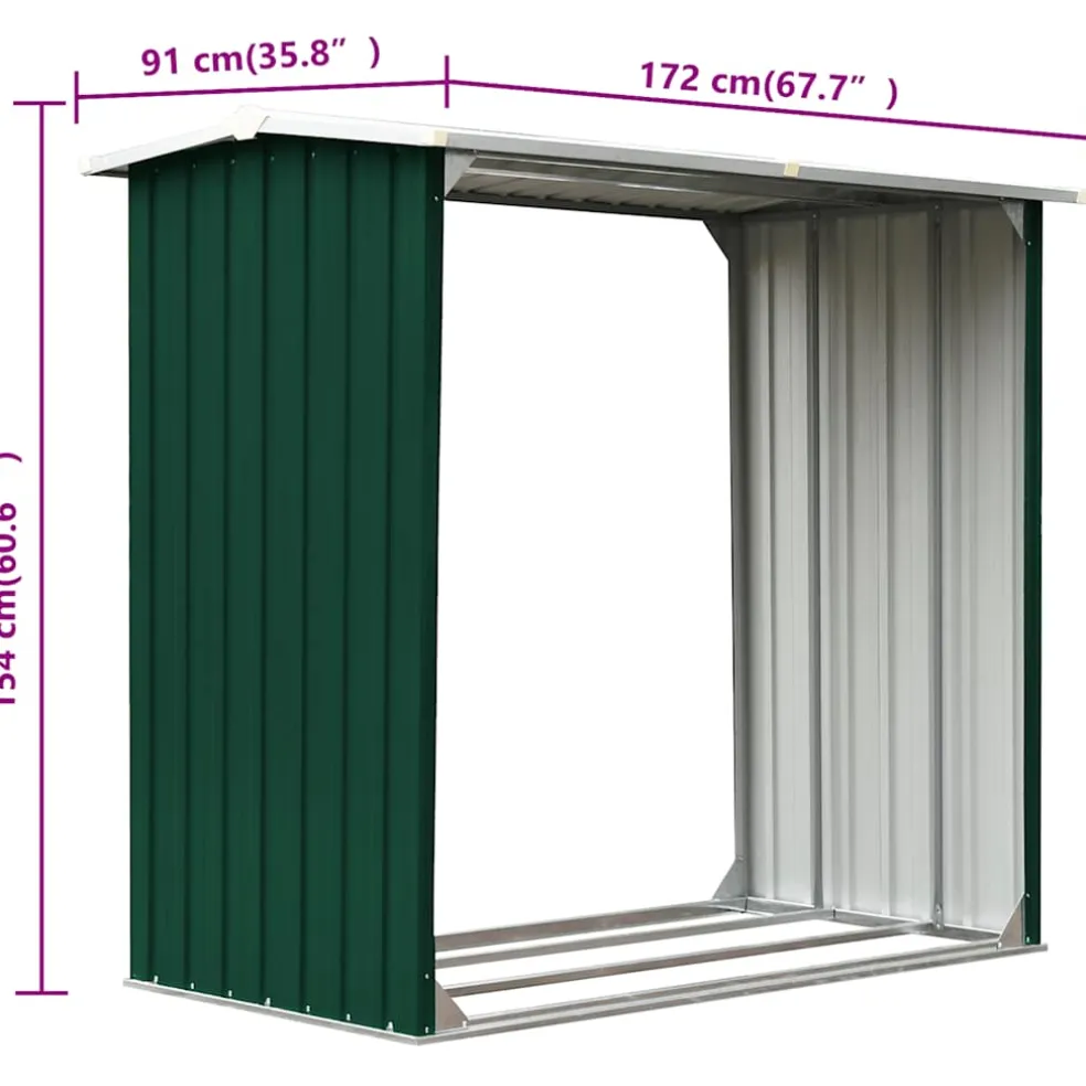vidaXL Haardhoutschuur 163x83x154 cm gegalvaniseerd staal grijs