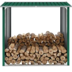 vidaXL Haardhoutschuur 163x83x154 cm gegalvaniseerd staal grijs