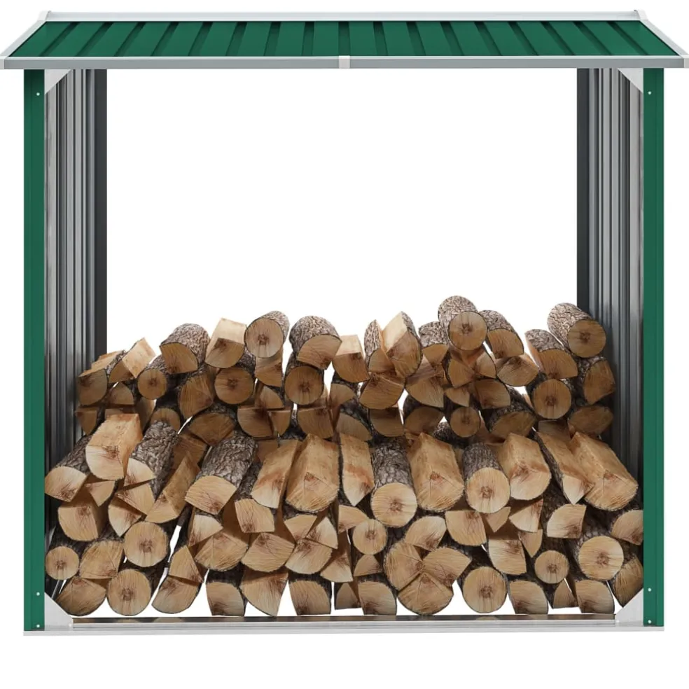 vidaXL Haardhoutschuur 163x83x154 cm gegalvaniseerd staal grijs