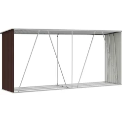 vidaXL Haardhoutschuur 330x92x153 cm gegalvaniseerd staal grijs