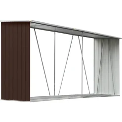 vidaXL Haardhoutschuur 330x84x152 cm gegalvaniseerd staal bruin