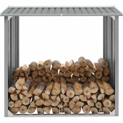 vidaXL Haardhoutschuur 172x91x154 cm gegalvaniseerd staal grijs