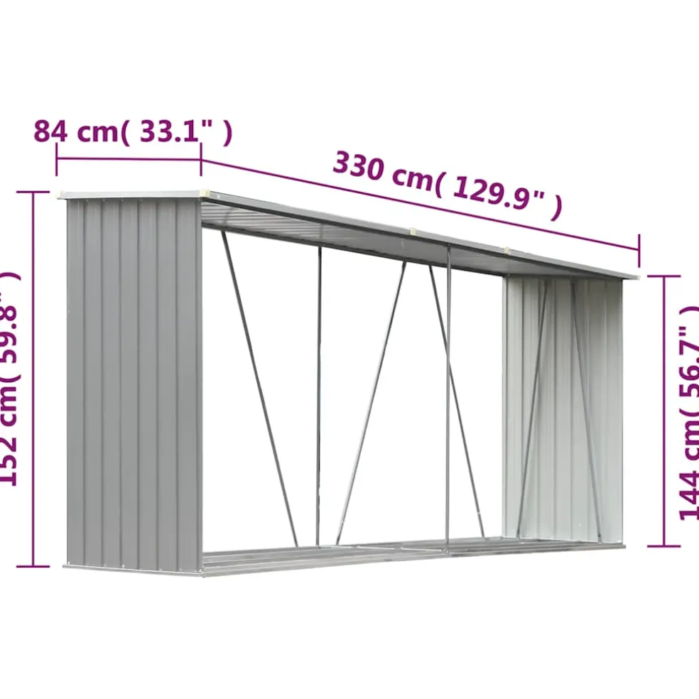vidaXL Haardhoutschuur 172x91x154 cm gegalvaniseerd staal bruin