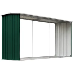 vidaXL Haardhoutschuur 330x92x153 cm gegalvaniseerd staal groen