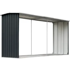 vidaXL Haardhoutschuur 330x92x153 cm gegalvaniseerd staal antraciet